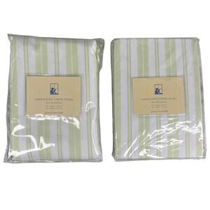 Lot of 2 Pottery Barn Kids Variegated Strip Panels 63" x 44" Green White New